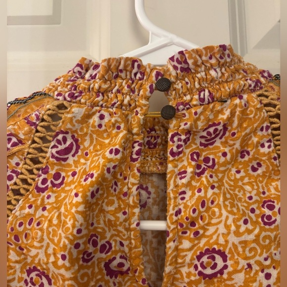 Maeve By Anthropologie Printed & Embroidered Boho 100% Cotton Blouse, Size 2 - Picture 6 of 11